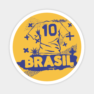 Vintage Brazil Football // Retro Grunge Brasil Soccer Magnet